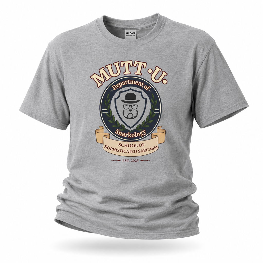 Mutt-U Campus T‑Shirt – Dept of Snarkology Graphic Tee
