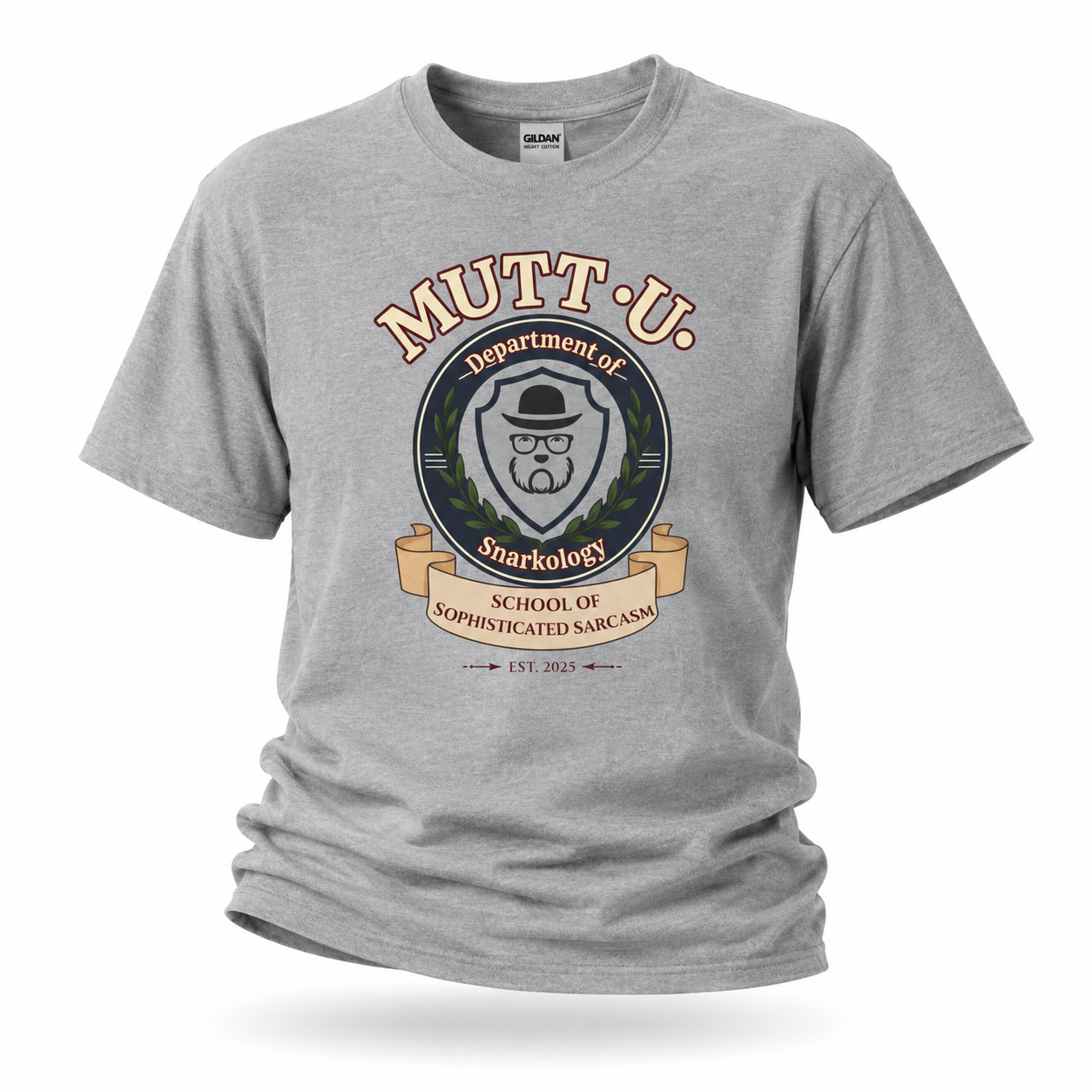 Mutt-U Campus T‑Shirt – Dept of Snarkology Graphic Tee