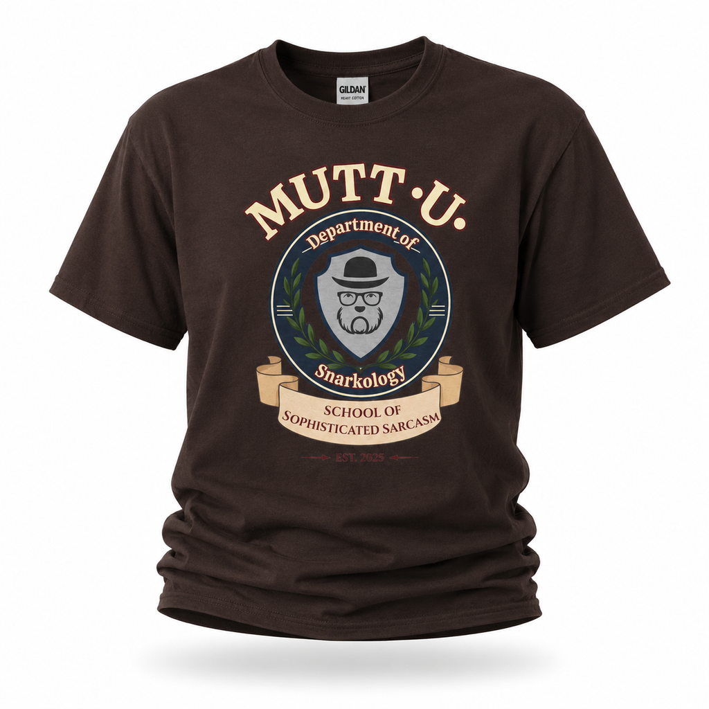 Mutt-U Campus T‑Shirt – Dept of Snarkology Graphic Tee