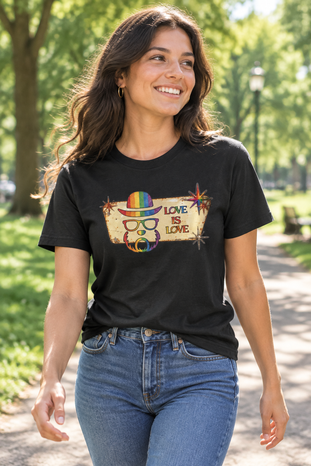 Love Is Love Retro Pride T-Shirt - Elegant Mutt Graphic Tee