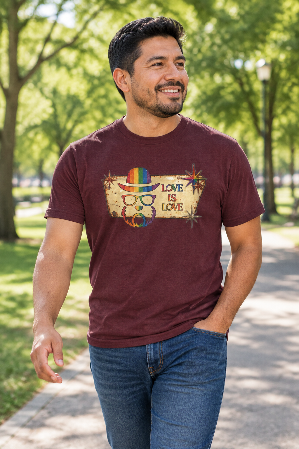 Love Is Love Retro Pride T-Shirt - Elegant Mutt Graphic Tee