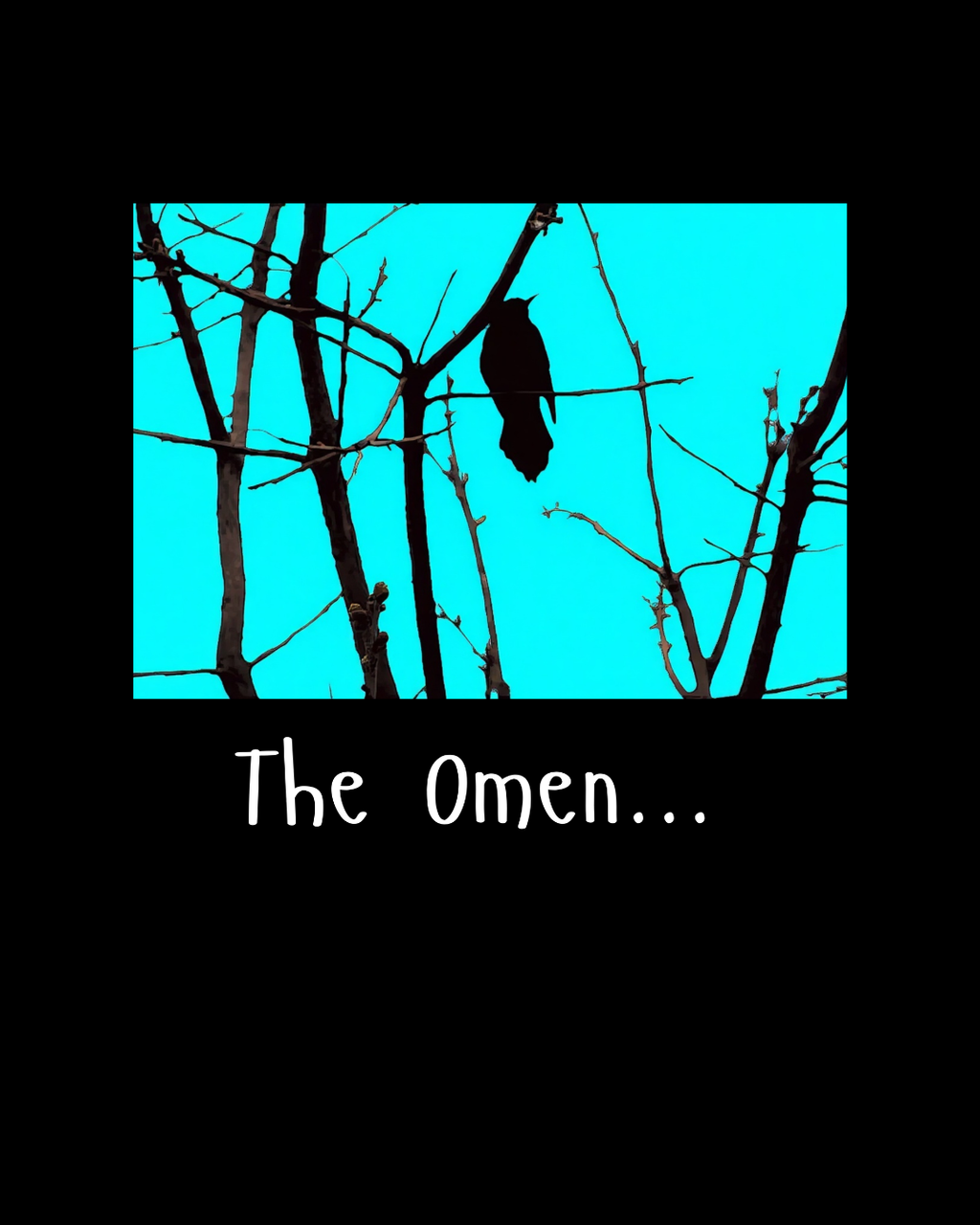 The Omen Crow Tee | Raven Silhouette on Branches, Blue Night Graphic