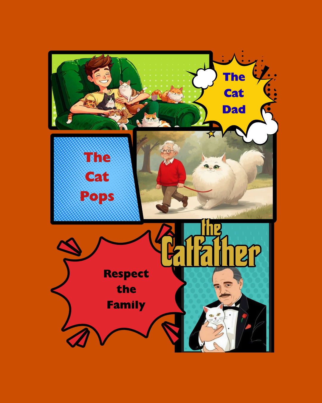 Cat Dad Types - Cat Pops, Catfather Graphic Tee