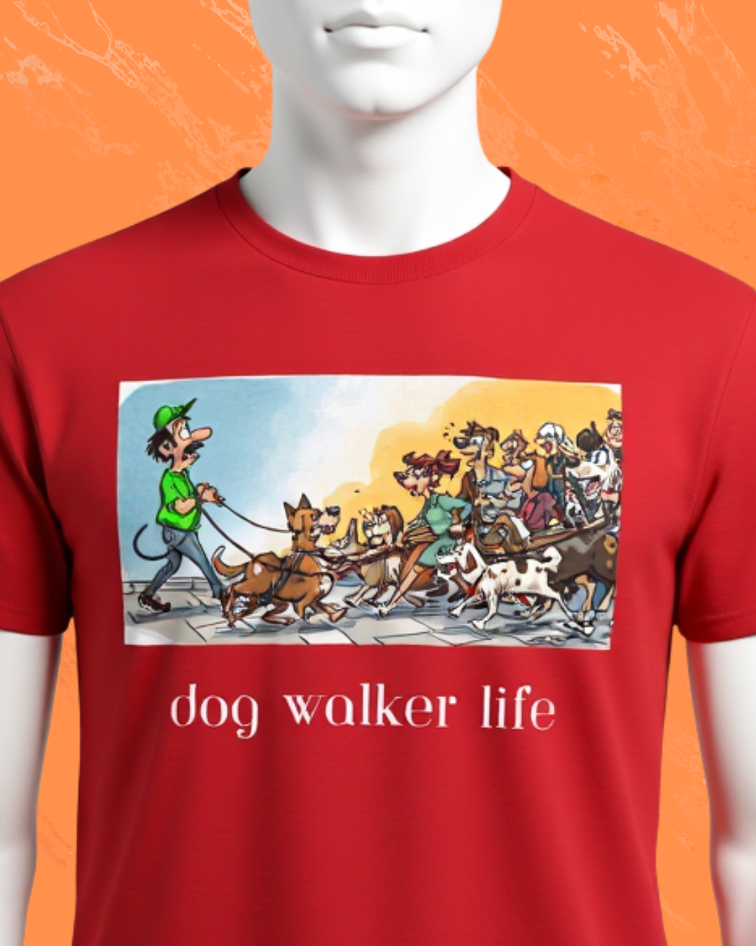 Dog Walker Life T-Shirt | Cartoon Pack of Dogs Design