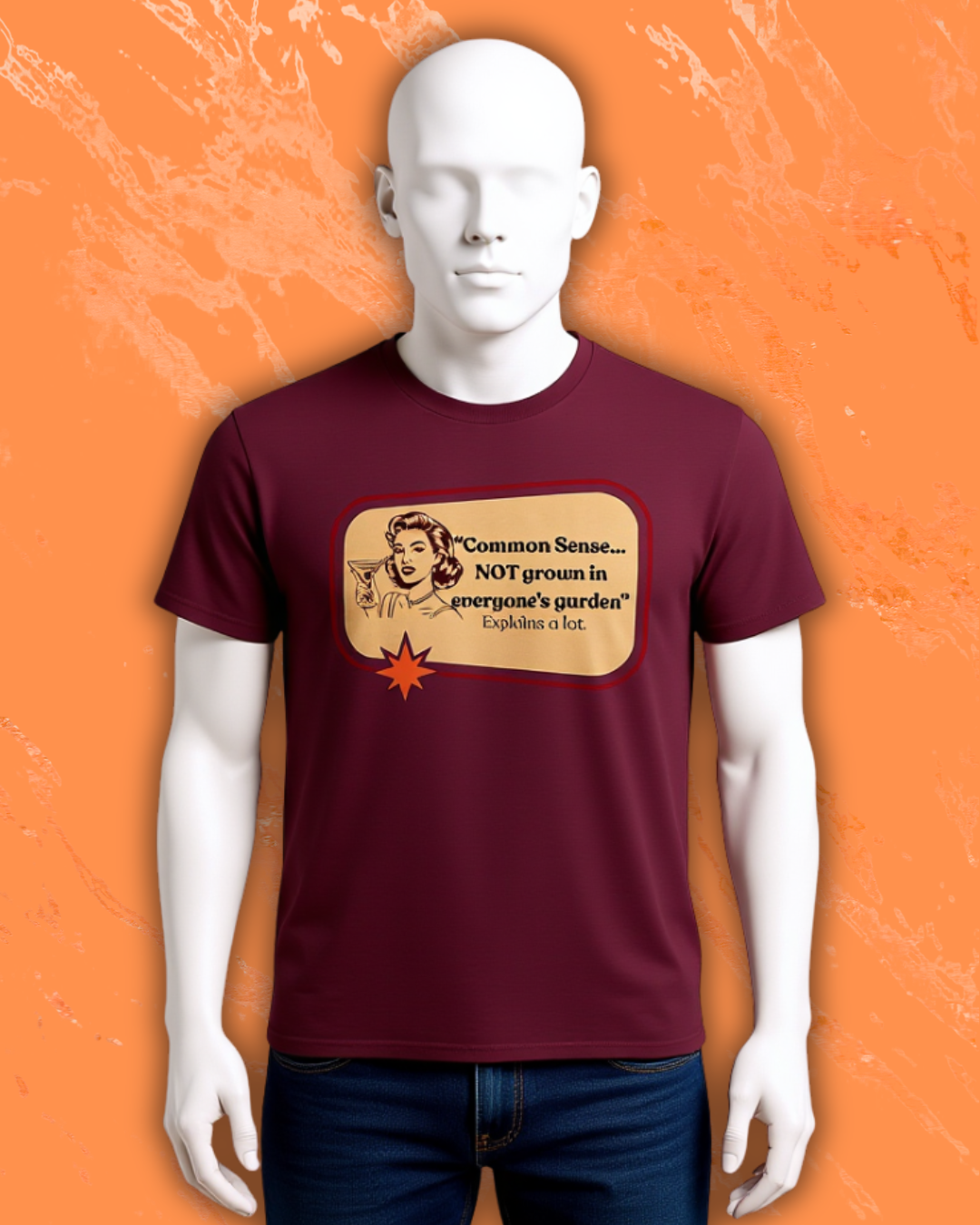 "Common Sense…" Vintage Style Tee | Sarcastic Humor Graphic Tee