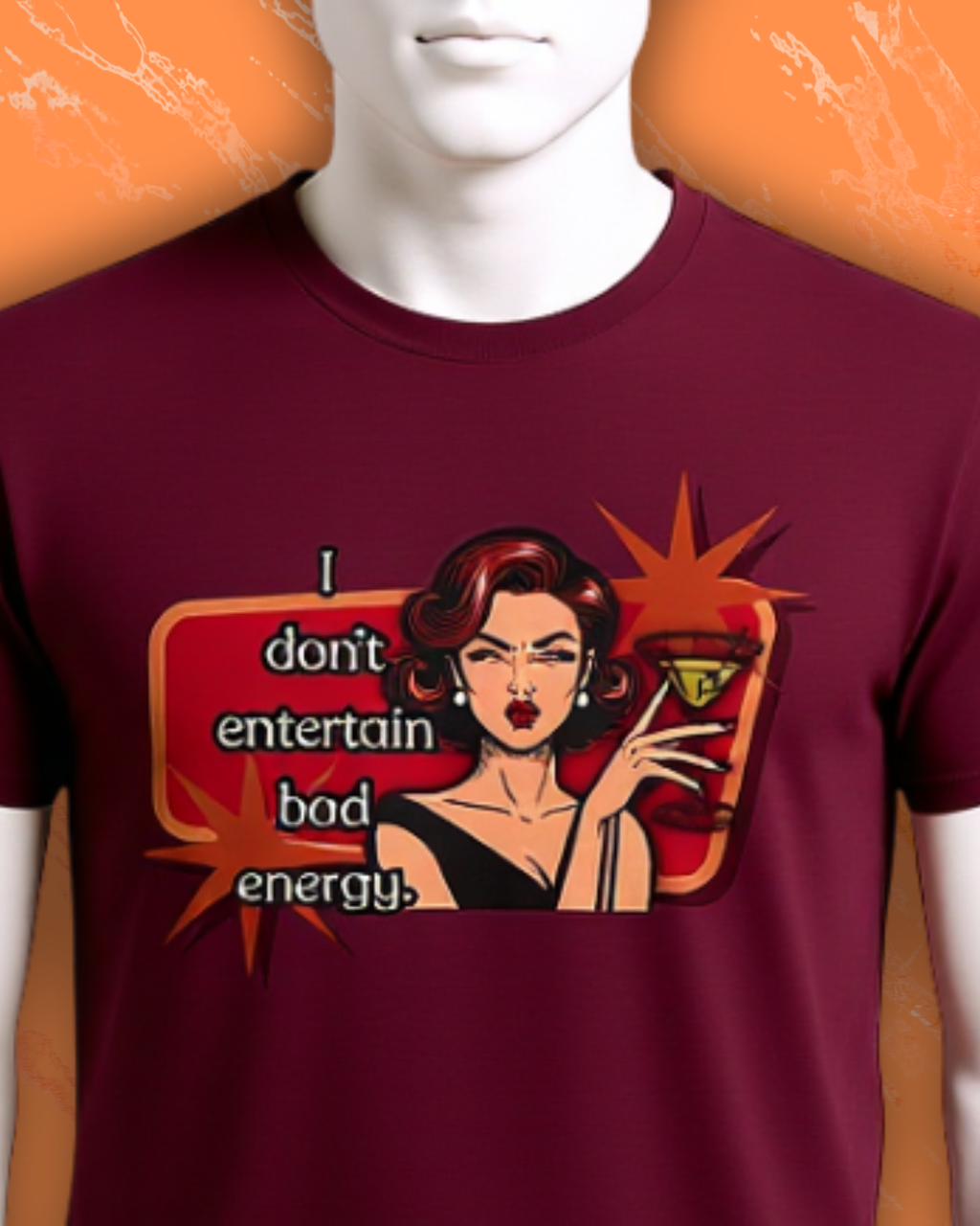 I Don't Entertain Bad Energy Retro Tee — Vintage Style Graphic Tee