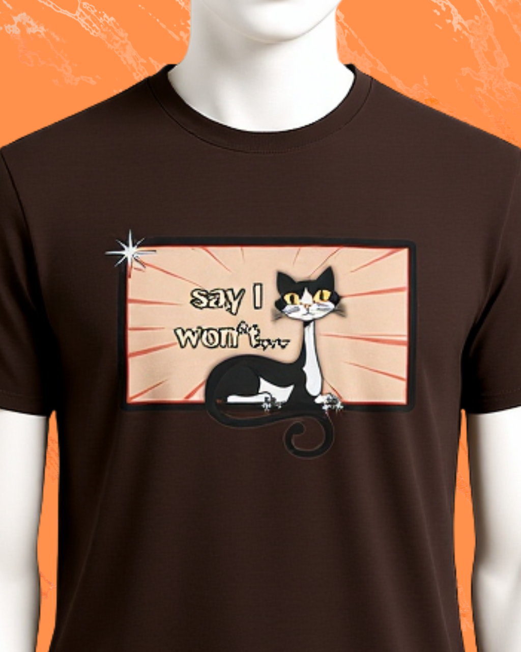 Say I Won’t Retro Tee – Vintage Style Cat Graphic Tee