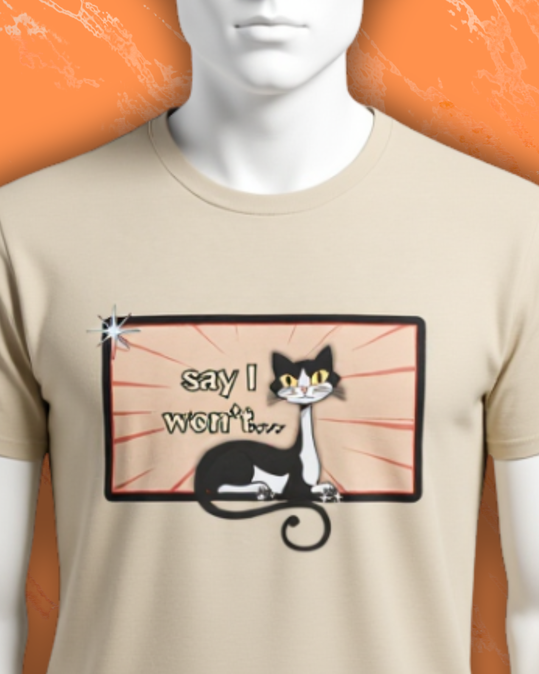 Say I Won’t Retro Tee – Vintage Style Cat Graphic Tee