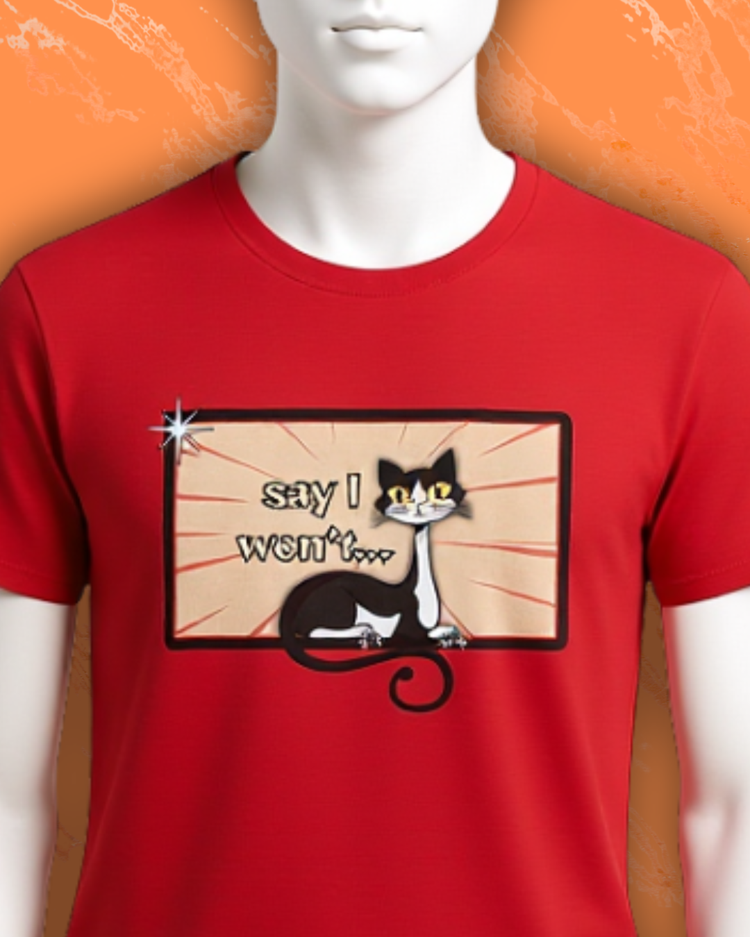 Say I Won’t Retro Tee – Vintage Style Cat Graphic Tee