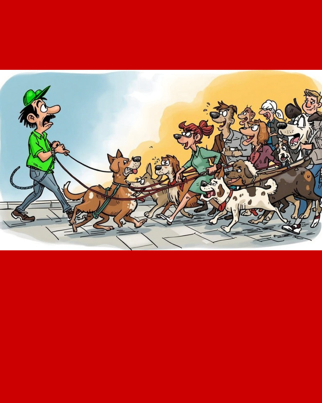 Dog Walker Life T-Shirt | Cartoon Pack of Dogs Design