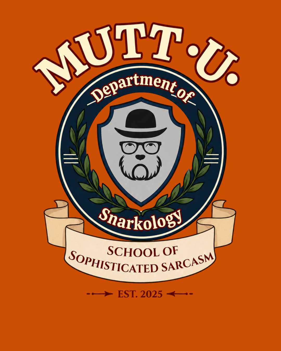 Mutt-U Campus T‑Shirt – Dept of Snarkology Graphic Tee
