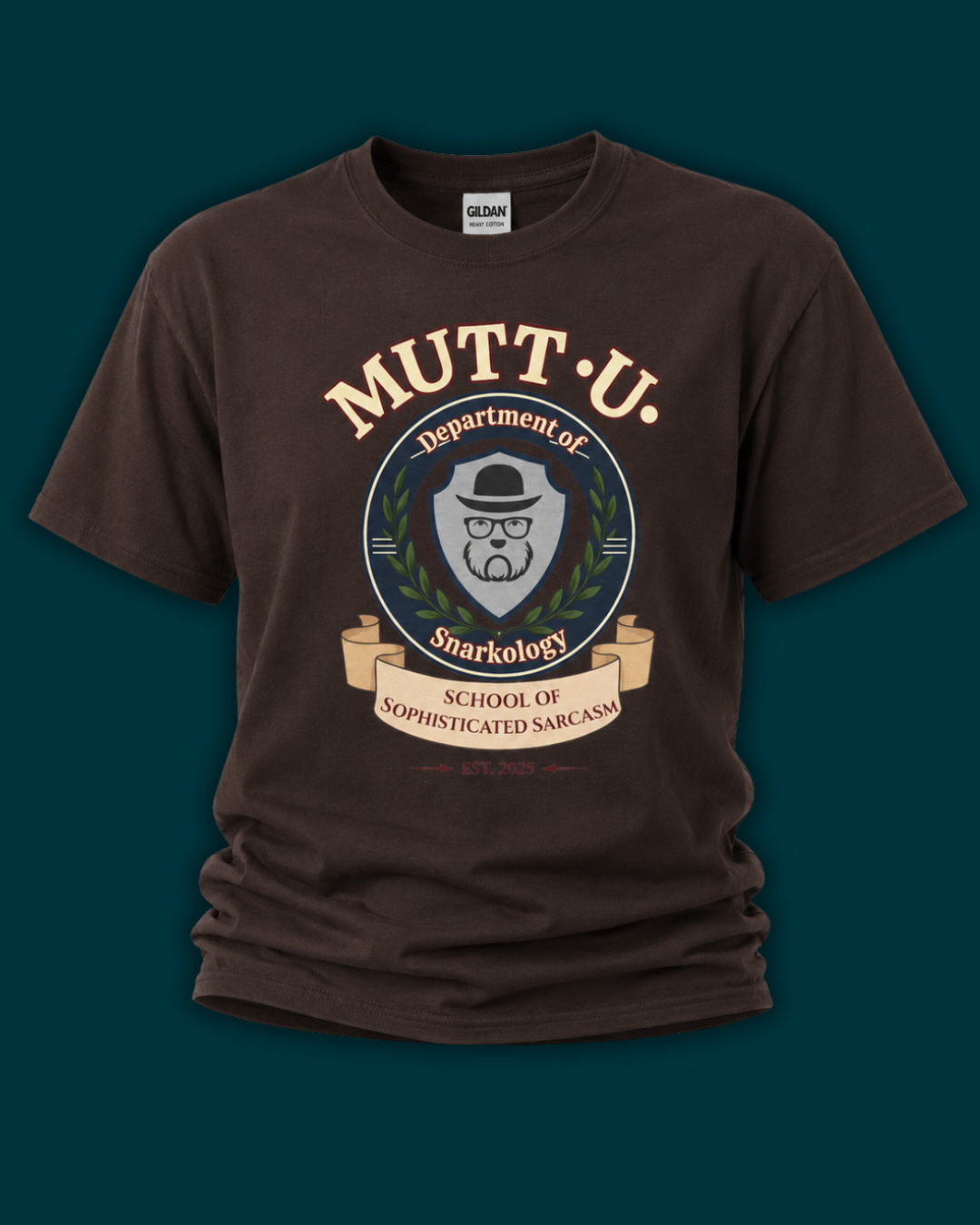 Mutt-U School Campus T-Shirt — Curated and Refined Mutt Logo Graphic Tee