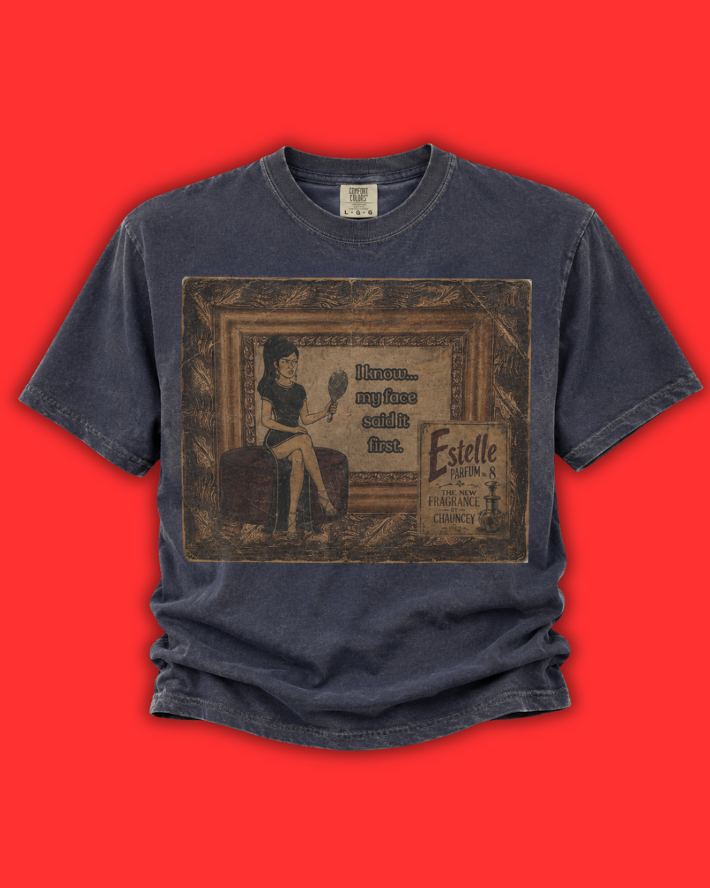 I Know My Face Retro T-Shirt — Estelle Parfum Vintage Style Graphic Tee