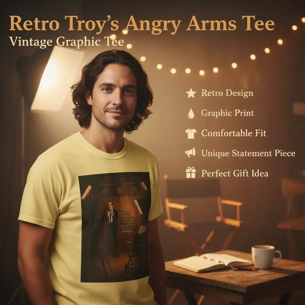 Troy's Angry Arms Retro T-Shirt — Vintage Style Graphic Tee