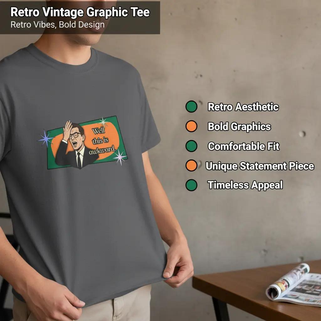 Well This is Awkward Retro Tee — Vintage Style Graphic Tee