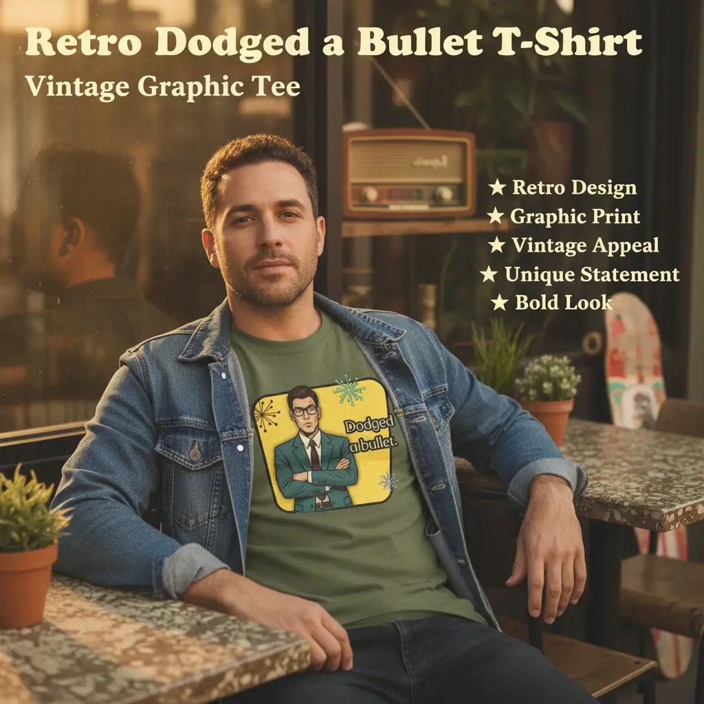 Dodged A Bullet Retro T‑Shirt — Vintage Style Graphic Tee
