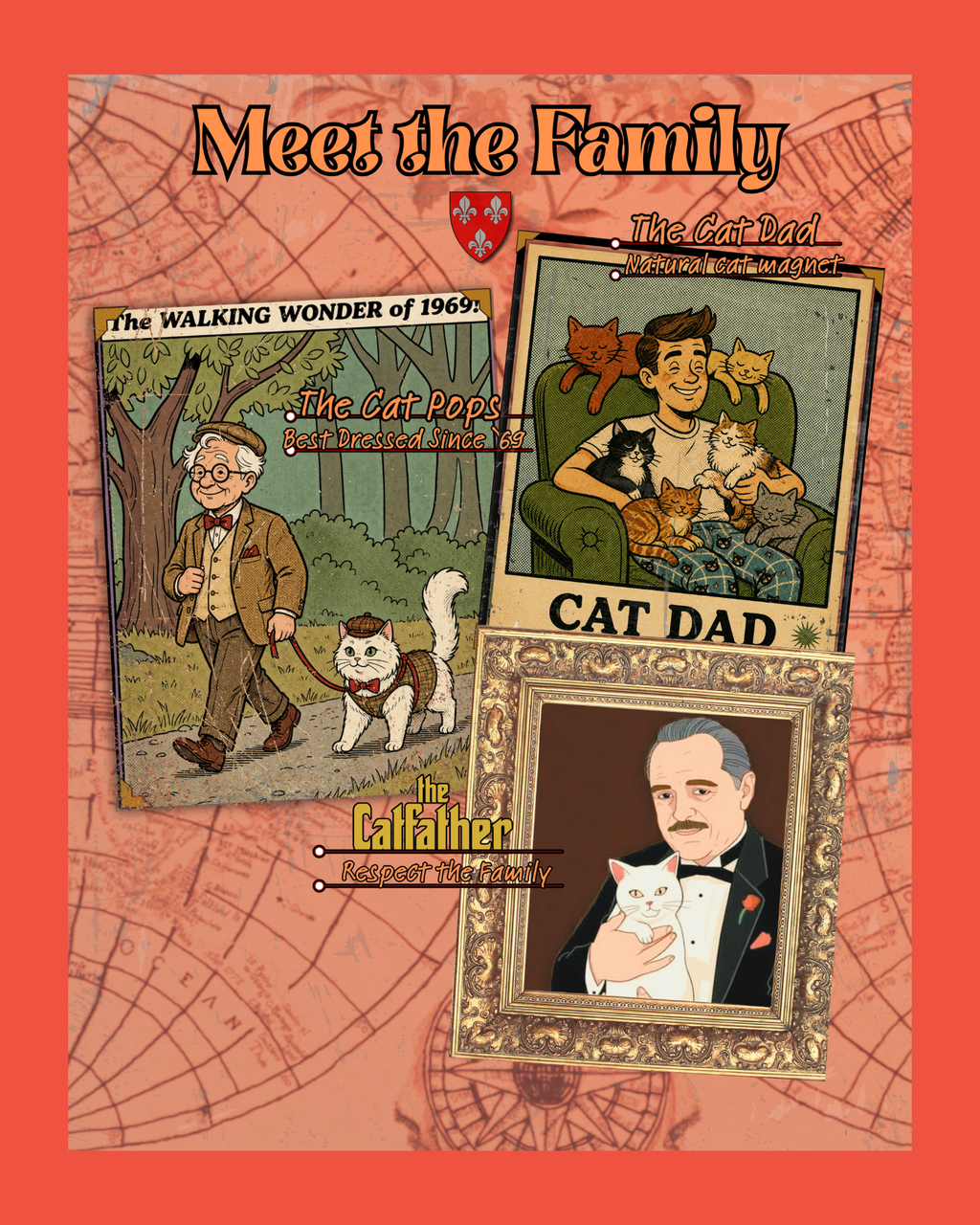 Cat Pops Retro T-Shirt – Vintage Style Cad Dad Graphic Tee