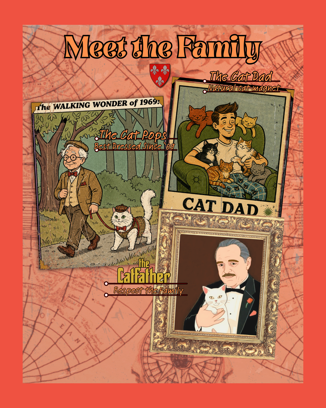 Cat Pops Retro T-Shirt – Vintage Style Cad Dad Graphic Tee