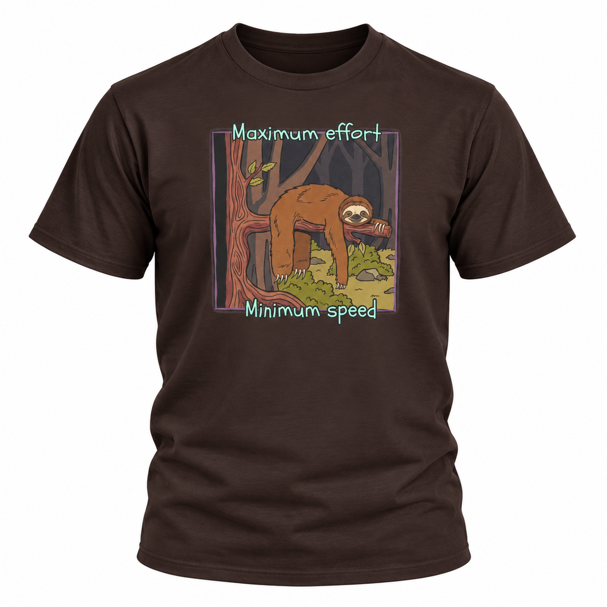 Concerned Sloth Forest Tee — "Maximum Effort, Minimum Speed" Casual Cotton Graphic Tee